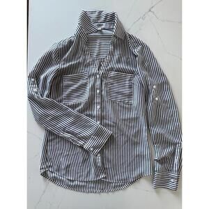 Express The Portofino Shirt Slim Fit Black and White Striped Blouse Size XS